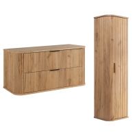 Zestaw Rodan Elegance szafka z blatem 80 cm podumywalkowa wisząca z szafką 139 cm boczną dąb (5906154453875, 5906154450645)