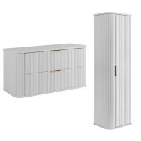 Zestaw Rodan Elegance szafka z blatem 80 cm podumywalkowa wisząca z szafką 139 cm boczną biały (5906154453851, 5906154451758)