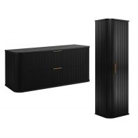 Zestaw Rodan Elegance szafka z blatem 120 cm podumywalkowa wisząca z szafką 139 cm boczną czarny (5906154453905, 5906154450355)