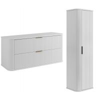 Zestaw Rodan Elegance szafka z blatem 120 cm podumywalkowa wisząca z szafką 139 cm boczną biały (5906154453899, 5906154451758)