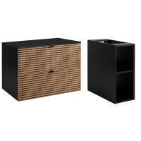 Zestaw Rodan Loft szafka 80 cm podumywalkowa wisząca z szafką 57 cm boczną czarny/dąb (5906154450942, 5906154452120)