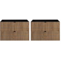 Zestaw Rodan Loft dwie szafki 80 cm podumywalkowe wiszące czarny/dąb (5906154450942)