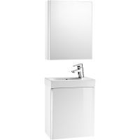 Roca Mini Unik zestaw łazienkowy 45 cm umywalka z szafką wiszącą i szafka z lustrem biały połysk A855866806
