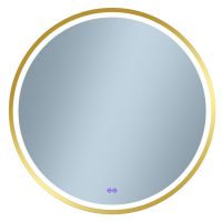 Venti Orion Gold lustro 60x60 cm okrągłe z oświetleniem z matą grzewczą złoty