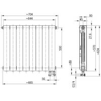 KFA Armatura ADR grzejnik pokojowy 57x64,4 cm podłączenie dolne biały 763-081-44