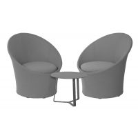 Miloo Home Lisbon Round zestaw mebli ogrodowych 3-elementowy dwa fotele ze stolikiem kawowym aluminium/tkanina szary ML5628