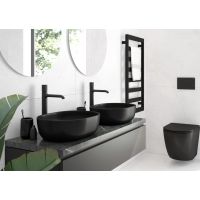 Oltens Hamnes umywalka 49x39,5 cm nablatowa owalna z powłoką SmartClean czarny mat 40800300