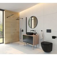 Oltens Hamnes umywalka 49x39,5 cm nablatowa owalna z powłoką SmartClean czarny mat 40800300