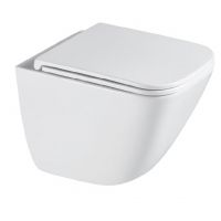 Aquavea Unico miska WC z deską wolnoopadającą wisząca bez kołnierza ze spłukiwaniem wirowym biały połysk UNICOBI