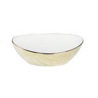 Aquavea Miel umywalka 37x29,5 cm owalna nablatowa biała-złota MIELBIA