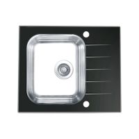 Alveus Vitro 10 zlewozmywak szklano-stalowy 60x50 cm satyna/szkło czarne 1114557