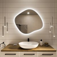 Baltica Design Tiny Borderbright Stain III lustro 70x60 cm z oświetleniem LED srebrne barwa zimna z matą grzewczą