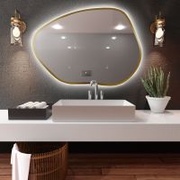 Baltica Design Bright Stain I lustro 60x43 cm złote barwa neutralna z włącznikiem bezdotykowym