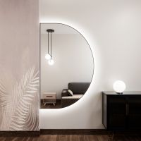 Baltica Design Tiny Border Semi Round lustro 100x50 cm z oświetleniem czarny