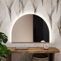 Baltica Design Tiny Border Semi Round lustro 100x50 cm z oświetleniem złoty