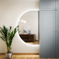 Baltica Design Tiny Border Semi Round Bright lustro 110x75 cm srebrne barwa neutralna