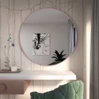 Baltica Design Tiny Border Round lustro 50x50 cm okrągłe pudrowy róż