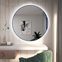 Baltica Design Tiny Border Bright LED lustro 50x50 cm okrągłe niebieski barwa światła zimna