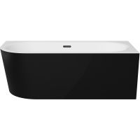 Besco Avita A-Line wanna wolnostojąca 150x75 cm narożna przyścienna prawa biały połysk/czarny połysk/biały #WAA-15ABPBS
