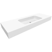 Cristalstone Linea Simpla umywalka 130x45 cm prostokątna ścienna-z blatem biała U1300-MCOT/BO