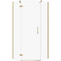 Cersanit City kabina prysznicowa 80x80 cm pięciokątna lewa złoty połysk/szkło przezroczyste S584-085