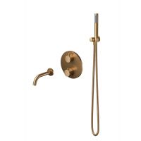 Cersanit Zen zestaw prysznicowy podtynkowy termostatyczny miedź szczotkowana S952-054
