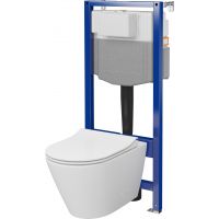 Zestaw Cersanit City Pro oval miska WC CleanOn spłukiwanie wirowe z deską wolnoopadającą i stelaż podtynkowy Aqua 2.0 S701-889