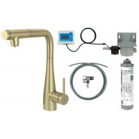 Deante Eridan zestaw startowy z baterią kuchenną stojąca złoty szczotkowany BREFR75M