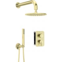 Deante Silia zestaw prysznicowy podtynkowy z deszczownicą złoty BXYYRQSM