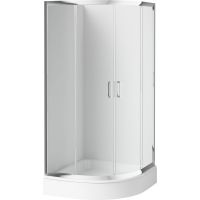 Outlet - Deante Funkia kabina prysznicowa 80 cm półokrągła chrom/szkło przezroczyste KYP052K