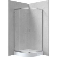 Deante Funkia kabina z brodzikiem 90x90 cm półokrągła chrom połysk/szkło przezroczyste KYPZ051K