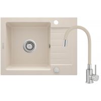 Deante Zorba zlewozmywak z baterią beżowy/stal ZQZG511A