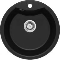 Deante Solis zlewozmywak granitowy 48 cm wpuszczany czarny mat ZRSN803