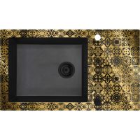 Deante Capella zlewozmywak szklano-granitowy 86x50 cm grafitowy metalik/złoto ZSCGG2C