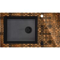 Deante Capella zlewozmywak szklano-granitowy 86x50 cm grafitowy metalik/miedź ZSCGM2C