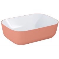 Elita Reni umywalka 45,5x32,5 cm prostokątna nablatowa biały połysk/terra pink mat RE040460896100