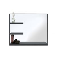 Domtech Lux lustro łazienkowe 60x50 cm z półkami lewe czarny LUX.3P.L.50x60.CZA
