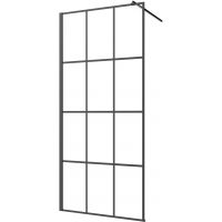 Invena ścianka prysznicowa walk-in 100 cm czarny półmat/szkło ze wzorem AK-32-107