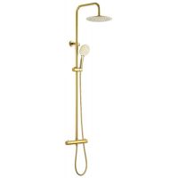 Invena Gold zestaw prysznicowy ścienny termostatyczny z deszczownicą złoty AU-16-009