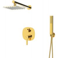 Invena Glamour zestaw prysznicowy podtynkowy z deszczownicą złoty BS-02-0K9