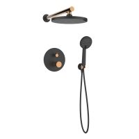 Invena Moonlight zestaw prysznicowy podtynkowy z deszczownicą czarny/gold rose BS-77-014