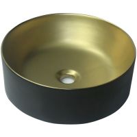 Invena Kos umywalka 42 cm nablatowa okrągła czarny/złoty CE-38-017