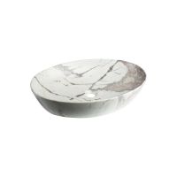 Invena Kafe umywalka 62x42 cm owalna nablatowa beż/brąz mat marmur CE62721