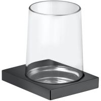 Keuco Edition 11 kubek do mycia zębów z uchwytem szkło/chrom/czarny szczotkowany 11150139000