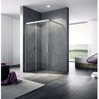 Kermi Nica Walk-In ścianka prysznicowa 110 cm lewa wolnostojąca srebrny wysoki połysk/szkło przezroczyste NIJ2L11020VPK