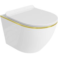 LaVita Sofi Slim Gold Line miska WC wisząca z deską sedesową wolnoopadającą biały/złoty