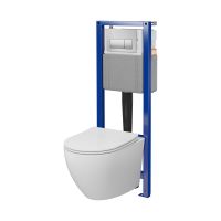 Mito Desse zestaw stelaż z miską, deską i przyciskiem chrom połysk ze spłukiwaniem wirowym S4005-003