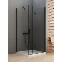 New Trendy New Soleo Black kabina prysznicowa 100x100 cm kwadratowa prawa czarny mat/szkło przezroczyste D-0240A/D-0116B