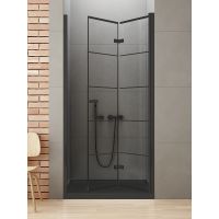 New Trendy New Soleo Black drzwi prysznicowe 90 cm składane czarny mat/szkło ze wzorem D-0284A