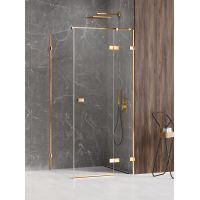 New Trendy Avexa Gold Shine kabina prysznicowa 90 cm kwadratowa prawa złoty połysk/szkło przezroczyste EXK-1661